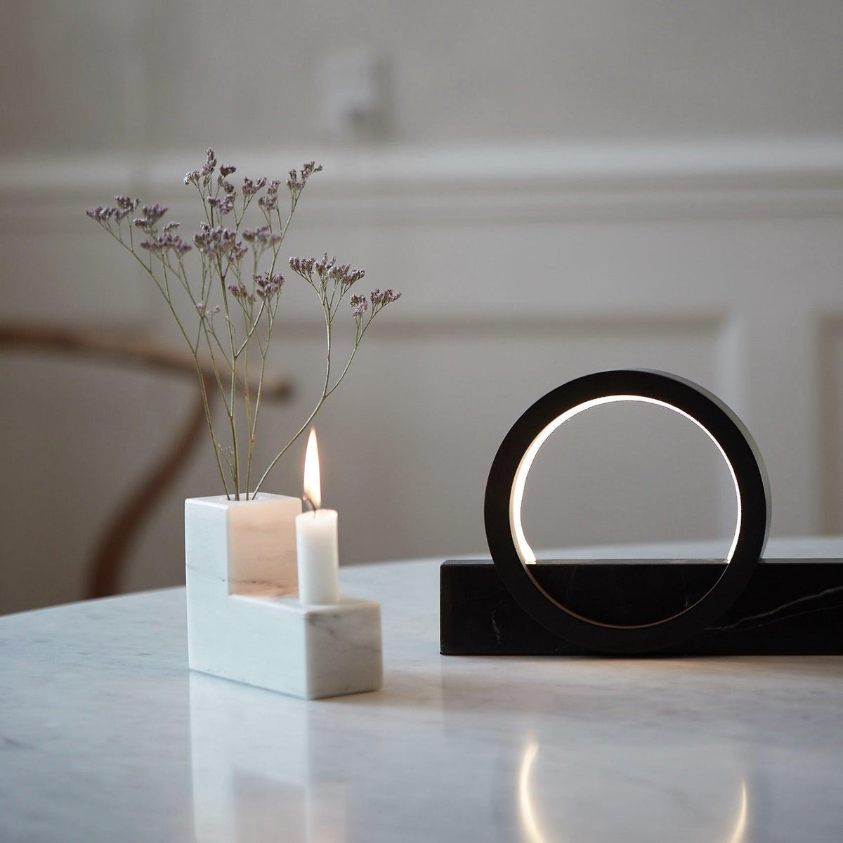 Composition Table Light in Black Marble - FÓLK Reykjavik