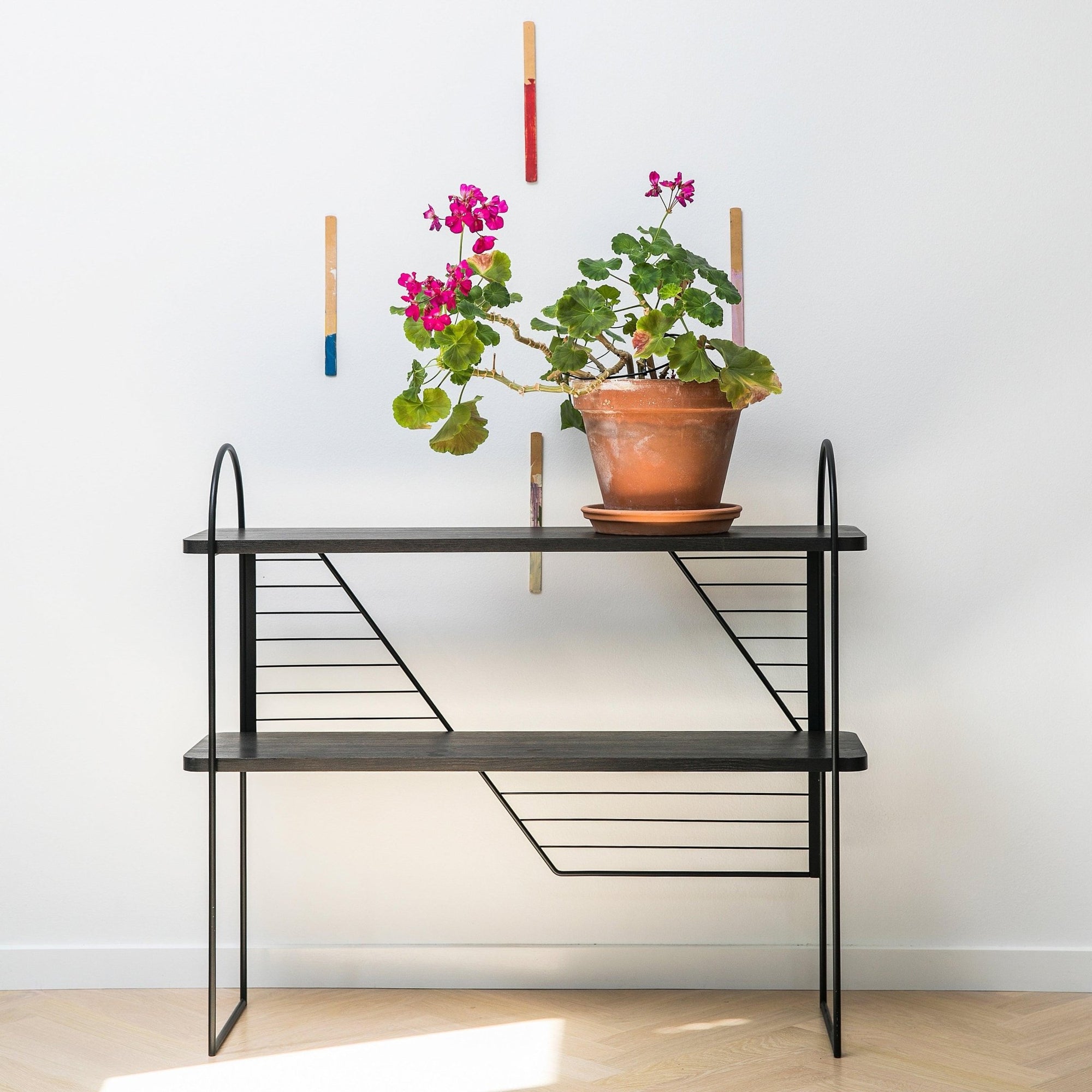 Urban Nomad Console Table - Black with black recycled steel frame. 94x27 cm - FÓLK Reykjavik