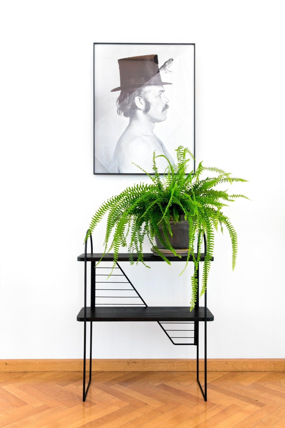 Urban Nomad Console Table - Black with black steel frame. 68x27 cm - FÓLK Reykjavik