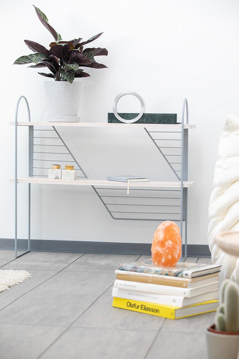 Urban Nomad Console Table - White with grey recycled steel frame. 94x27 cm - FÓLK Reykjavik